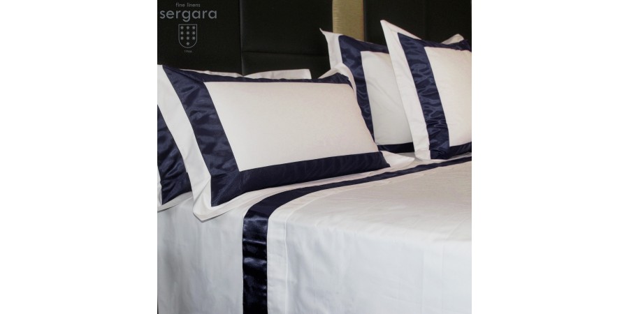 Completo Lenzuola Sergara 600 filo cotone egiziano | Bicolor Blu