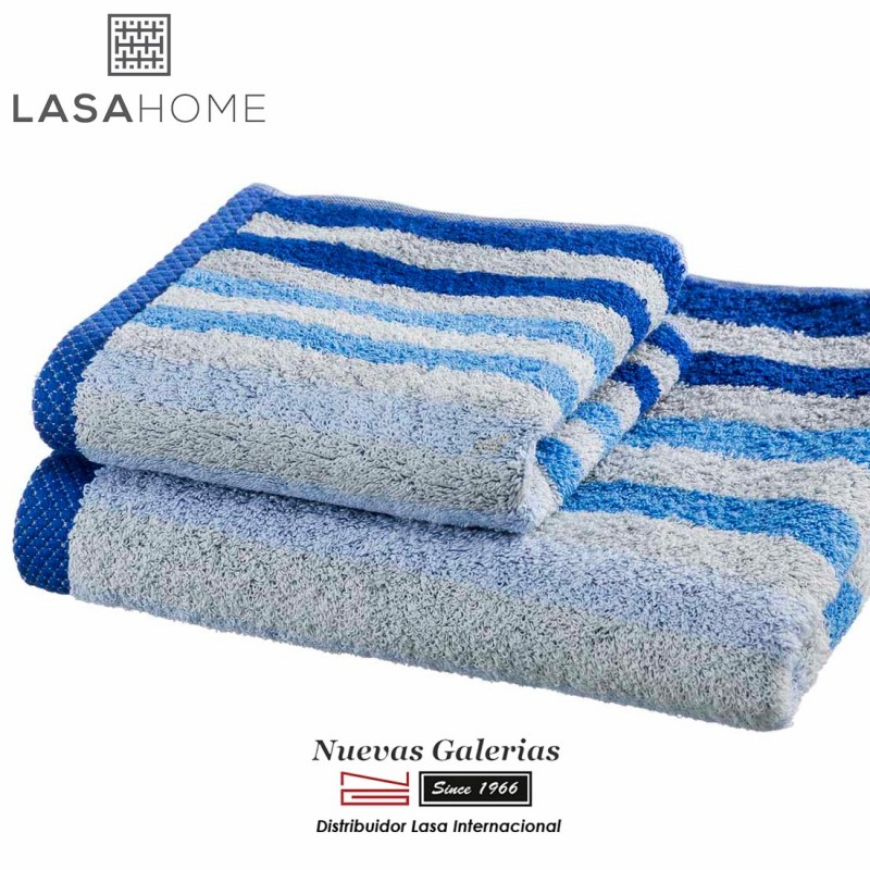 Juego toallas 3 piezas cenefa jacquard rayas algodón 100% 500gr