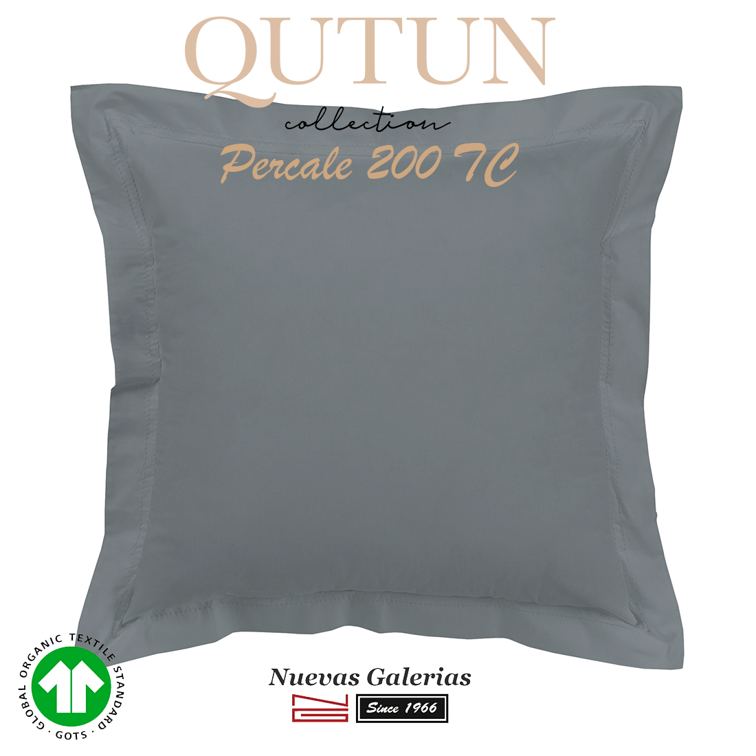 FUNDA COJIN + RELLENO 55X55 GRIS TOPO PESTAÑA MÍNIMA