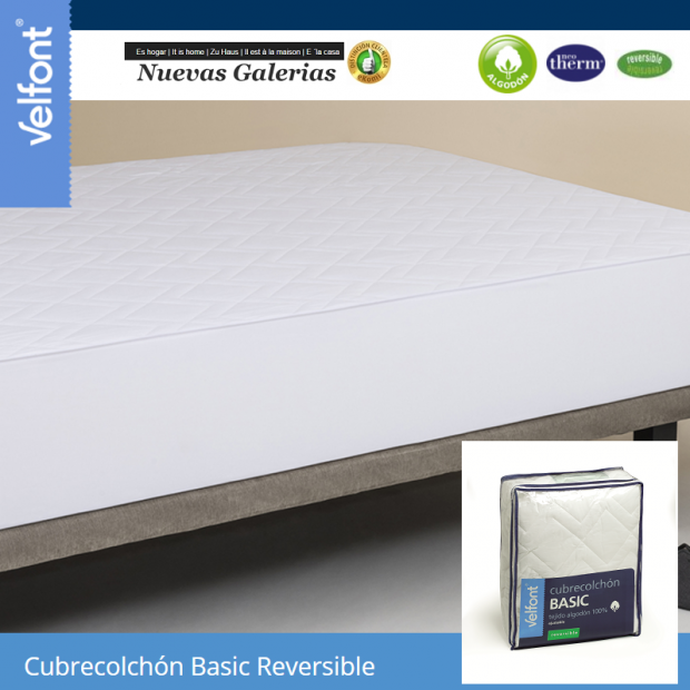 Velfont Reversible quilted mattress protector | Velfont - 1 Reversible mattress pad 100% cotton | Velfont The Velfont Basic Matt