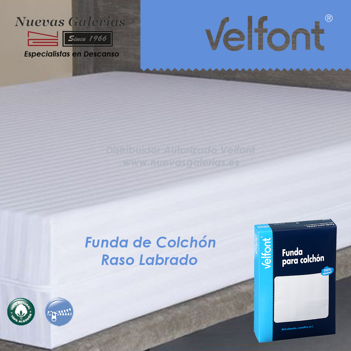 Funda de colchón Velfont Rizo Elástico-Protección total del colchón