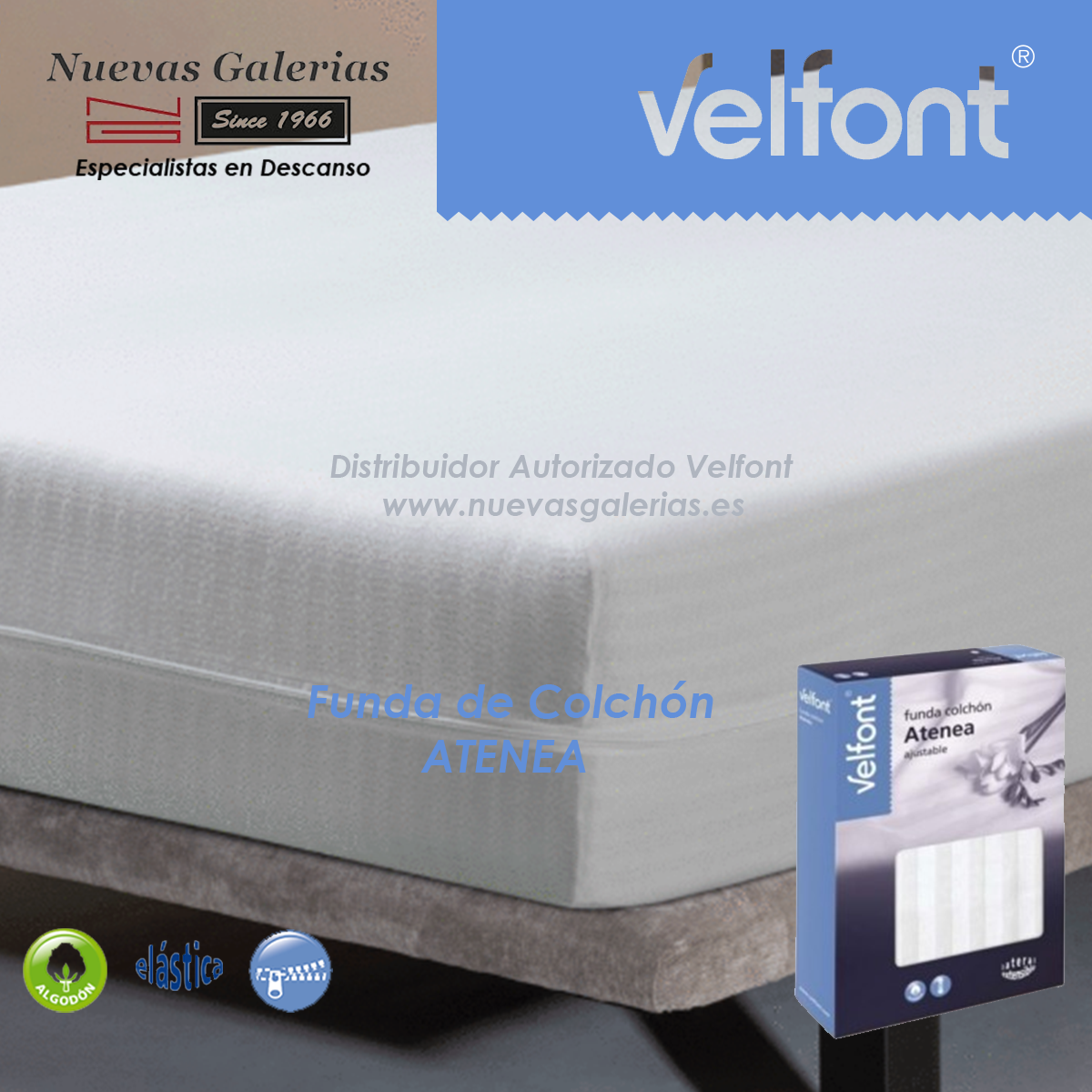 Protector colchón Antiácaros Impermeable - Velfont Talla 90cm Color UNICO