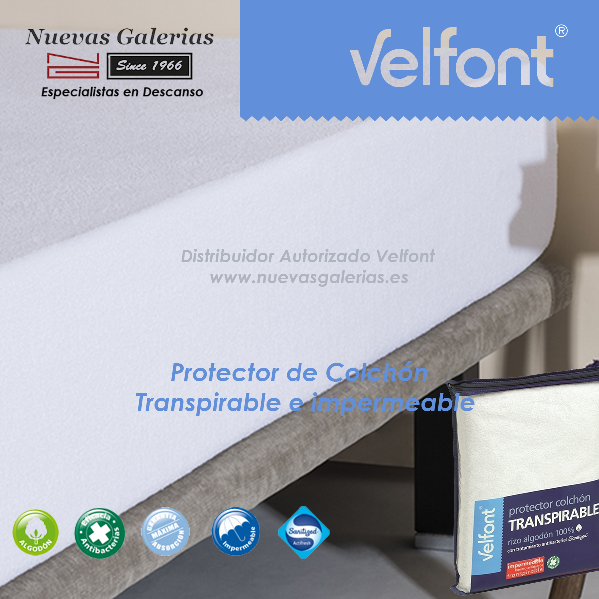 Protector Colchón Rizo Aloe Vera Velfont® - .