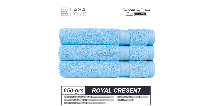 100% Baumwolle Handtuch Set 650 g / m² Himmelblau | Royal Cresent