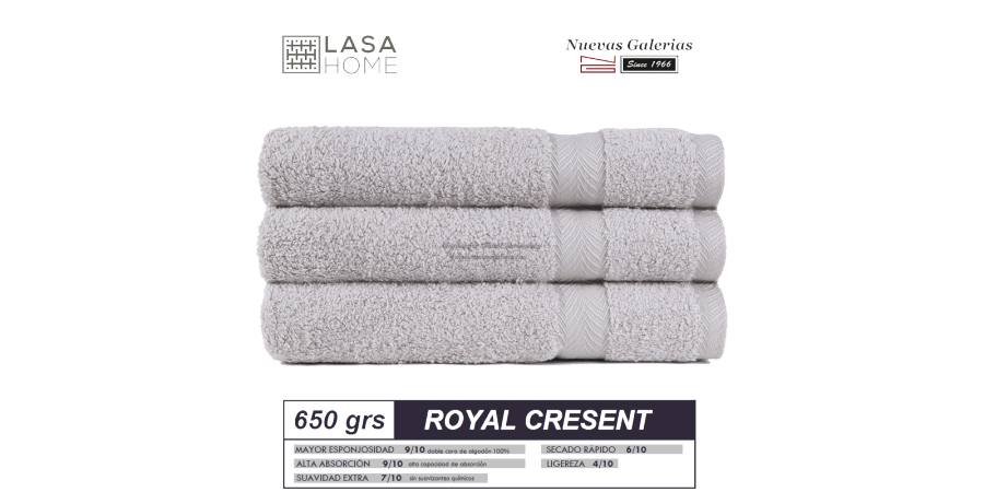 100% Baumwolle Handtuch Set 650 g / m² Platin | Royal Cresent