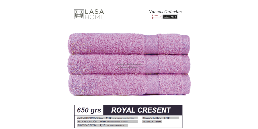 100% Baumwolle Handtuch Set 650 g / m² Rosa Lavendel | Royal Cresent