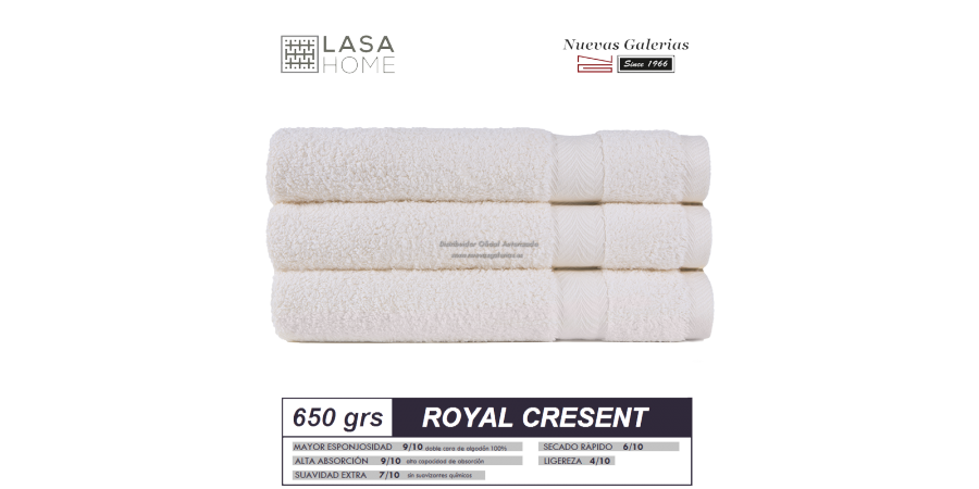 100% Baumwolle Handtuch Set 650 g / m² Sahne | Royal Cresent