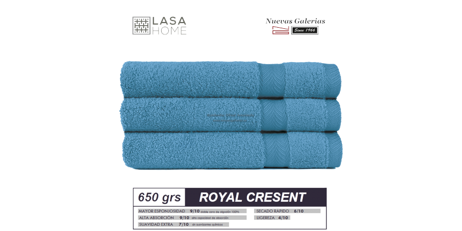 100% Baumwolle Handtuch Set 650 g / m² Blaues Meer | Royal Cresent