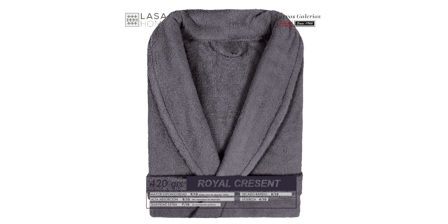 Peignoir col châle - Coton peigné Gris acier | Royal Cresent