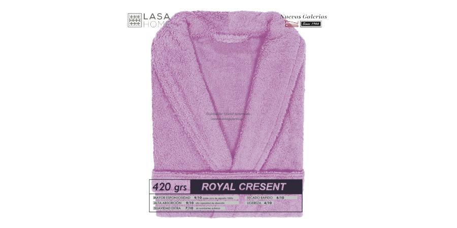 Accappatoio con collo a scialle Rosa lavanda | Royal Cresent